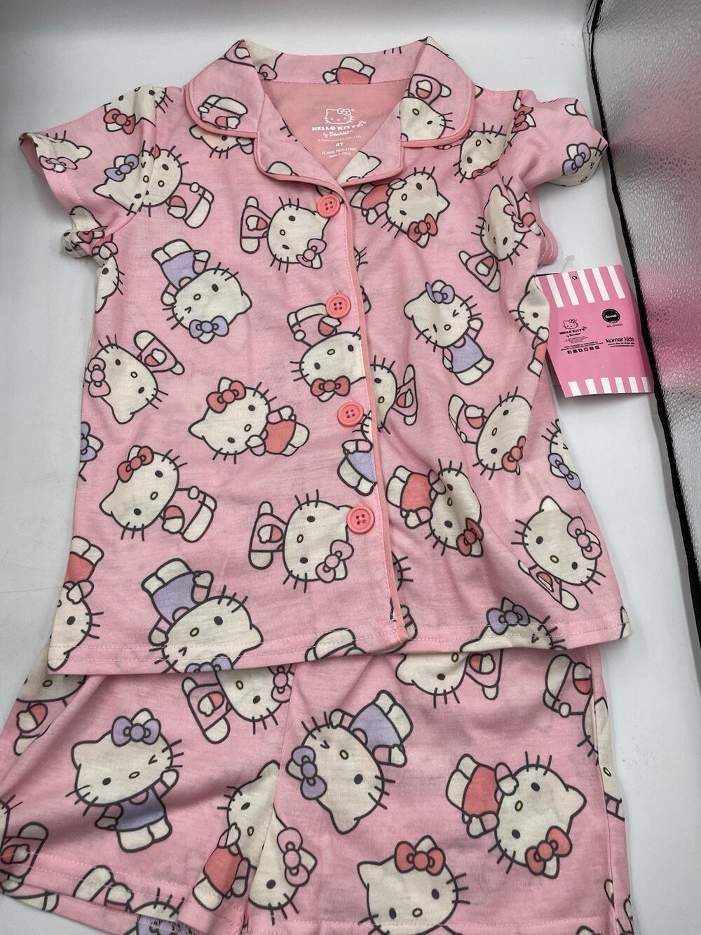 Hello Kitty 2-piece Pajama Set Size 5T Pink Short Sleeve Top & Shorts NEW W/ Tag